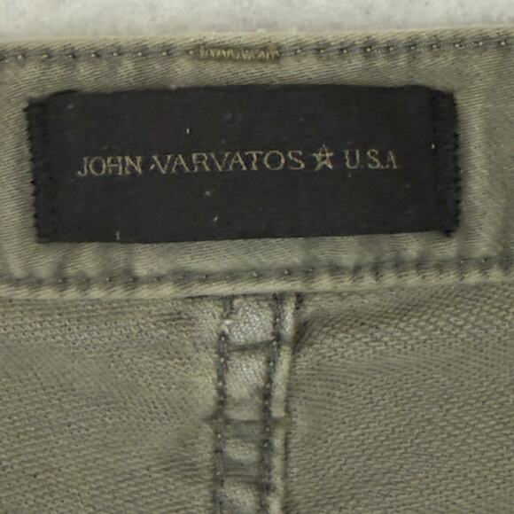 John Varvatos USA Bowery Slim Straight Jeans 33 Khaki Stretch Men’s Designer - Picture 2 of 11